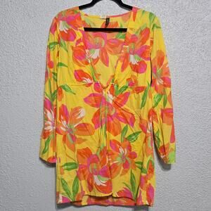 Lauren Ralph Lauren Womens Babydoll Tunic Size M Floral Fairy Tropical Y2K